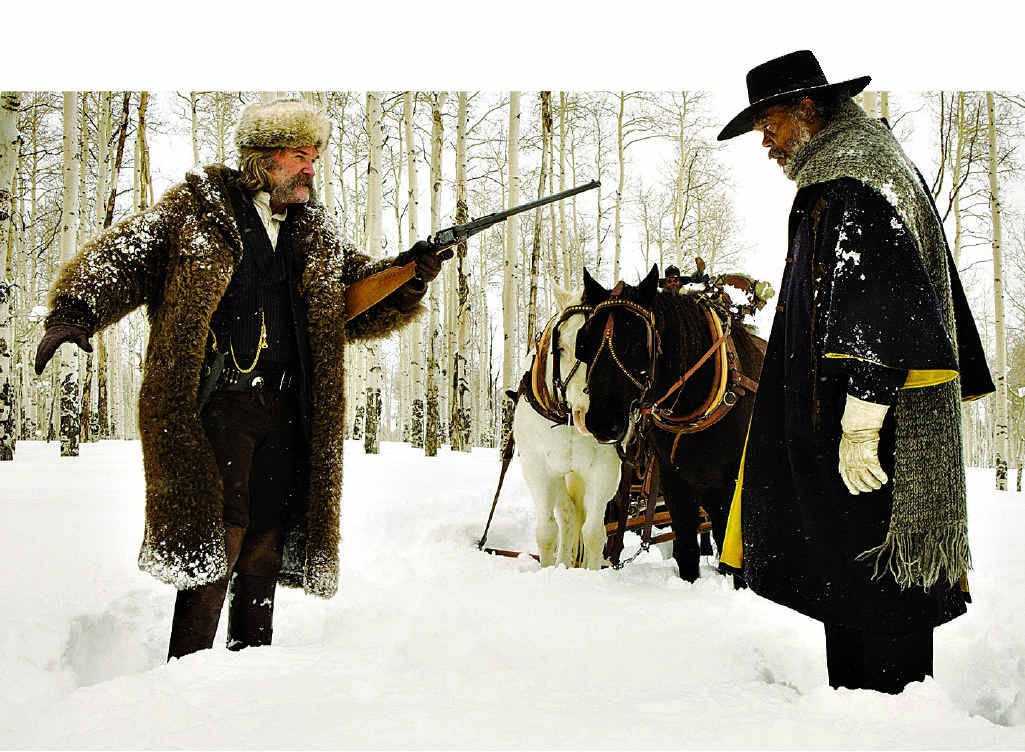 Kurt Russell and Samuel L Jackson in a scene from The Hateful Eight. Kurt Russell and Samuel L Jackson in a scene from The Hateful Eight.
